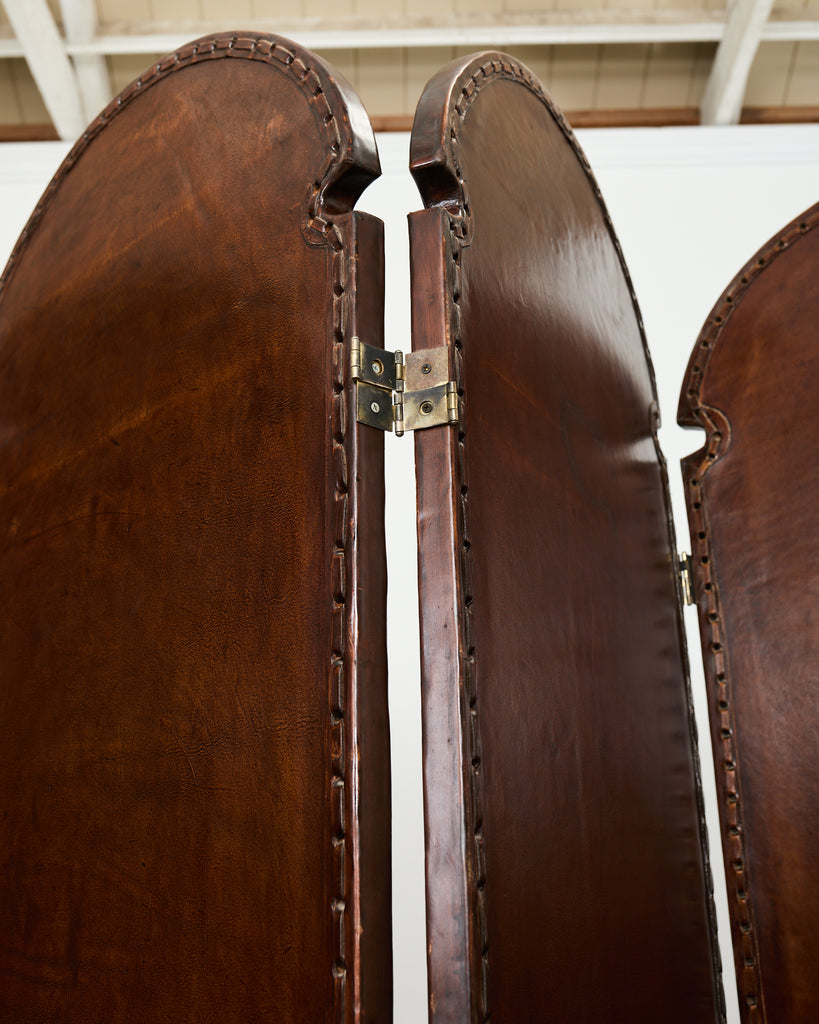 Spanish Colonial Baroque Style Painted Leather Eight Panel Screen