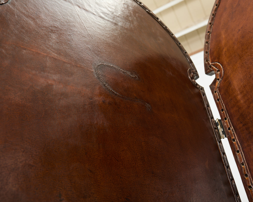 Spanish Colonial Baroque Style Painted Leather Eight Panel Screen