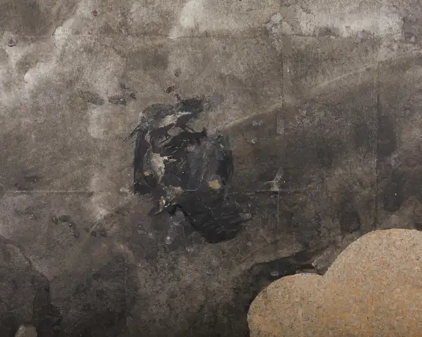 Japanese Meiji Six Panel Screen Brushwood Gate with Chrysanthemums