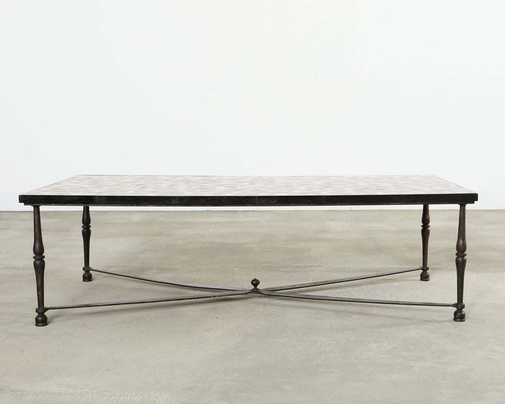 Monumental Italian Mosaic Marble Top Specimen Cocktail Table