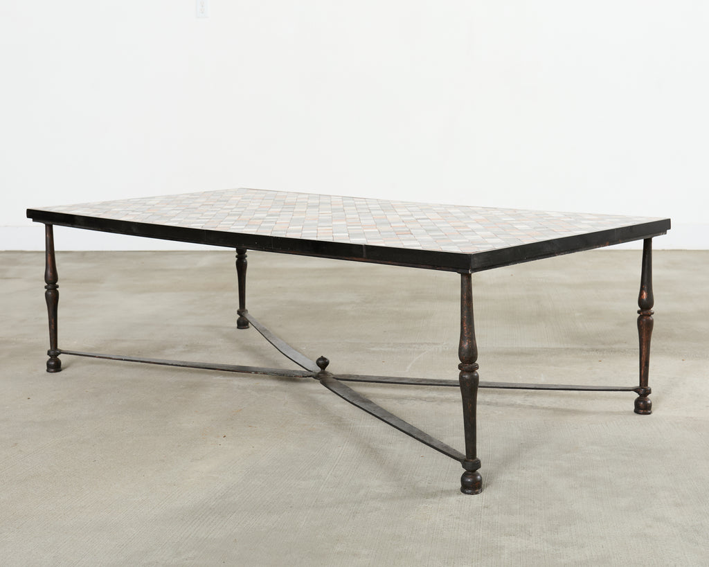 Monumental Italian Mosaic Marble Top Specimen Cocktail Table