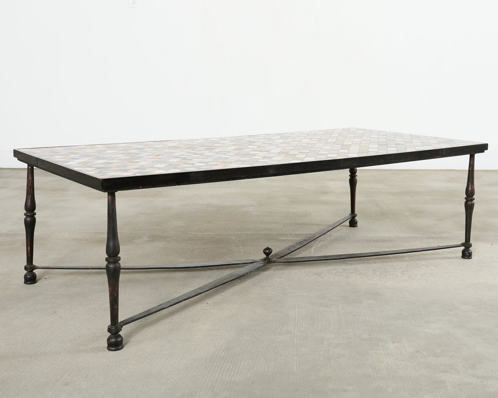 Monumental Italian Mosaic Marble Top Specimen Cocktail Table