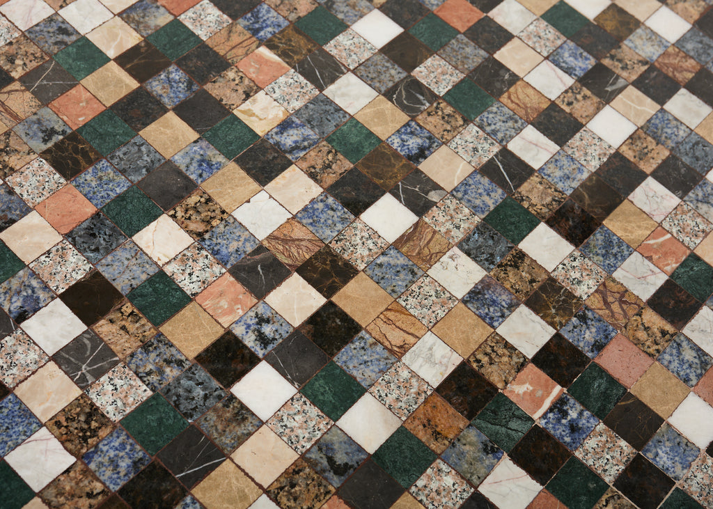 Monumental Italian Mosaic Marble Top Specimen Cocktail Table