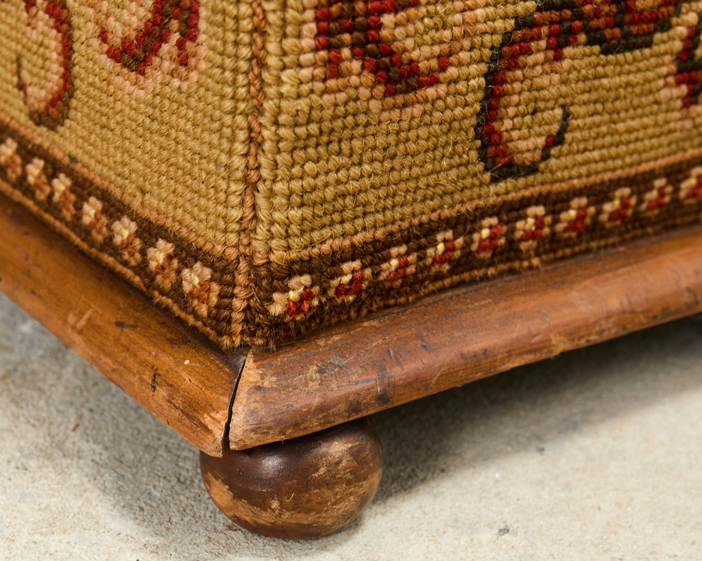 Pair of 19th Century Victorian Needlepoint Square Footstools