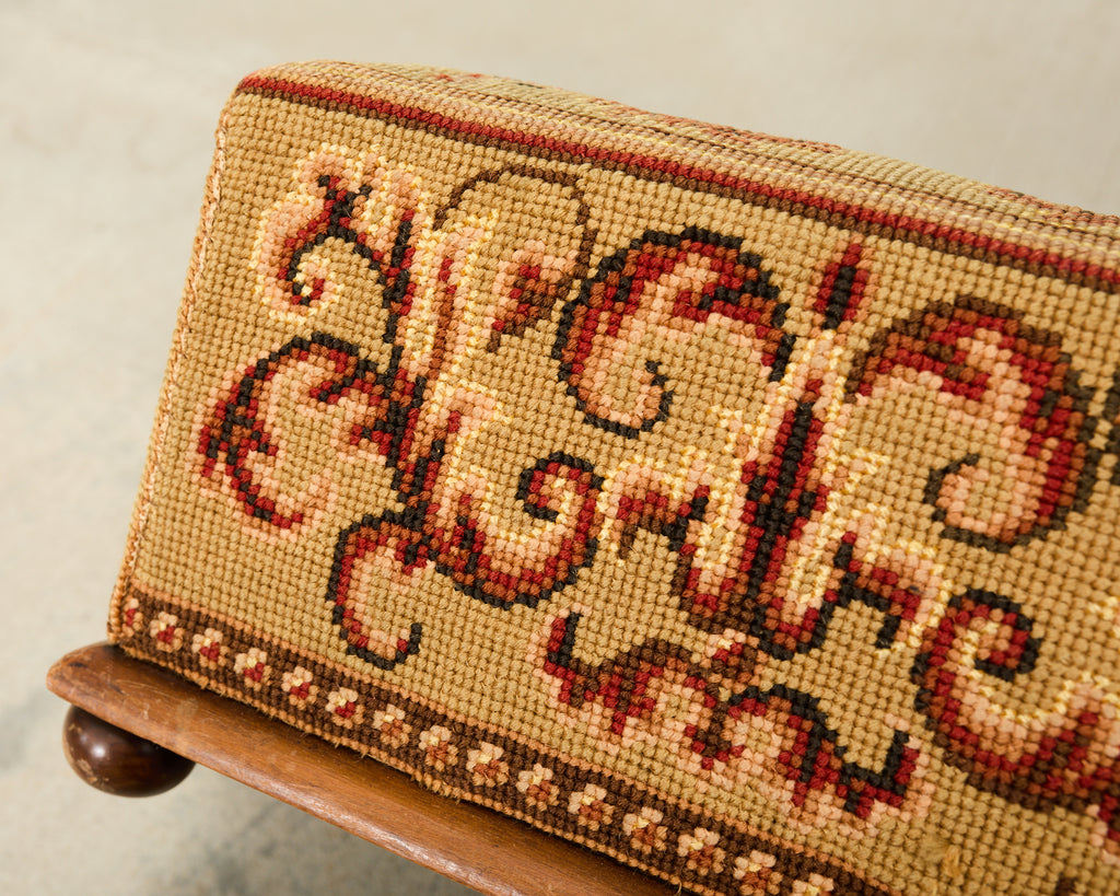 Pair of 19th Century Victorian Needlepoint Square Footstools