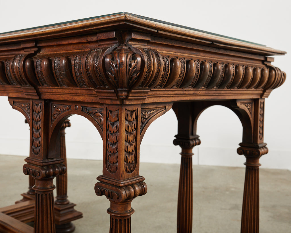 19th Century Neoclassical Style English Oak Library Table Desk