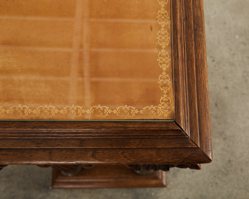 19th Century Neoclassical Style English Oak Library Table Desk