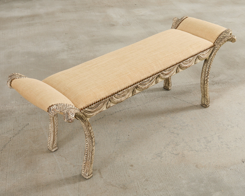 Italian Neoclassical Style Trompe l'oeil Carved Bench Seat