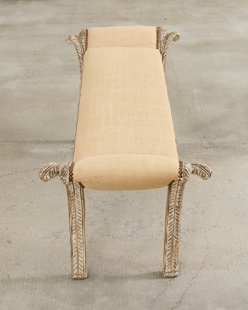 Italian Neoclassical Style Trompe l'oeil Carved Bench Seat