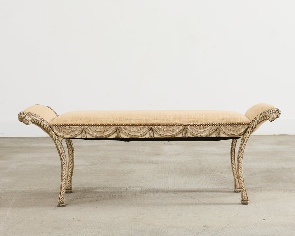 Italian Neoclassical Style Trompe l'oeil Carved Bench Seat