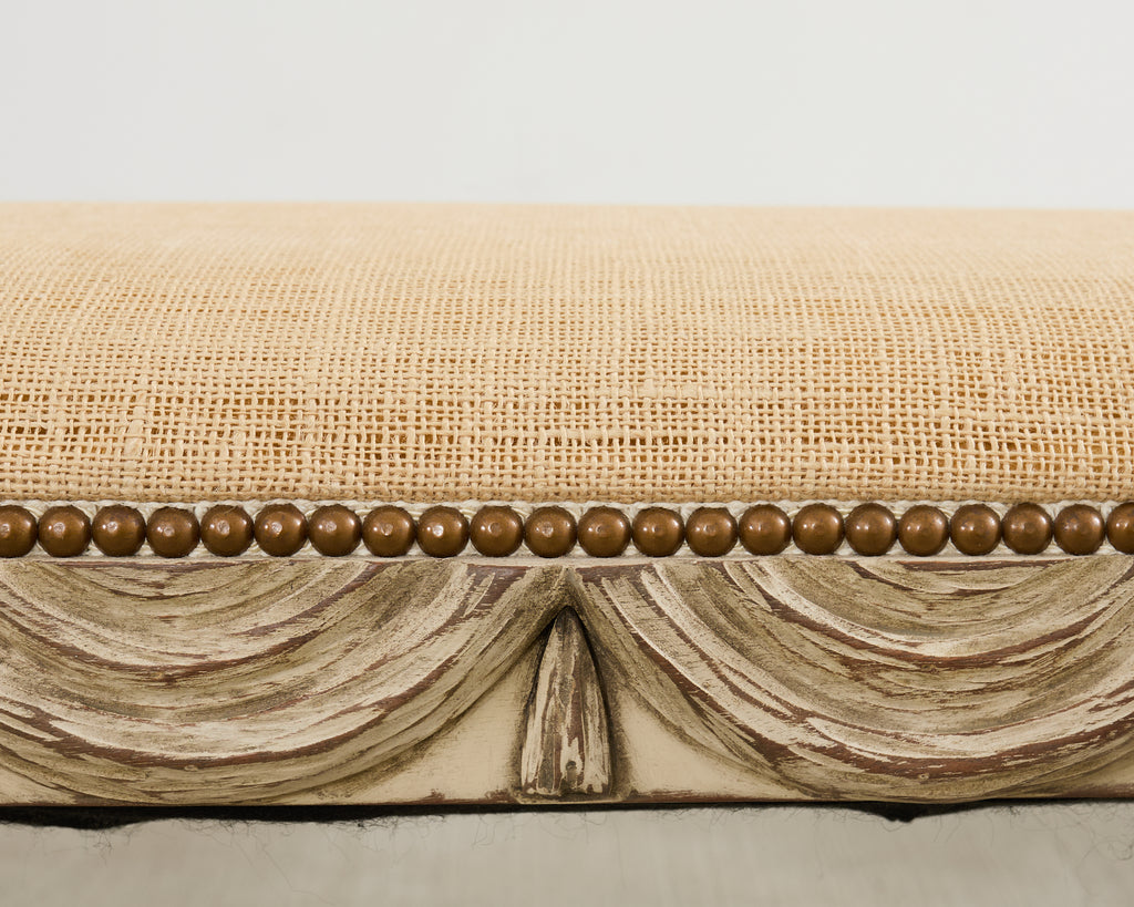 Italian Neoclassical Style Trompe l'oeil Carved Bench Seat