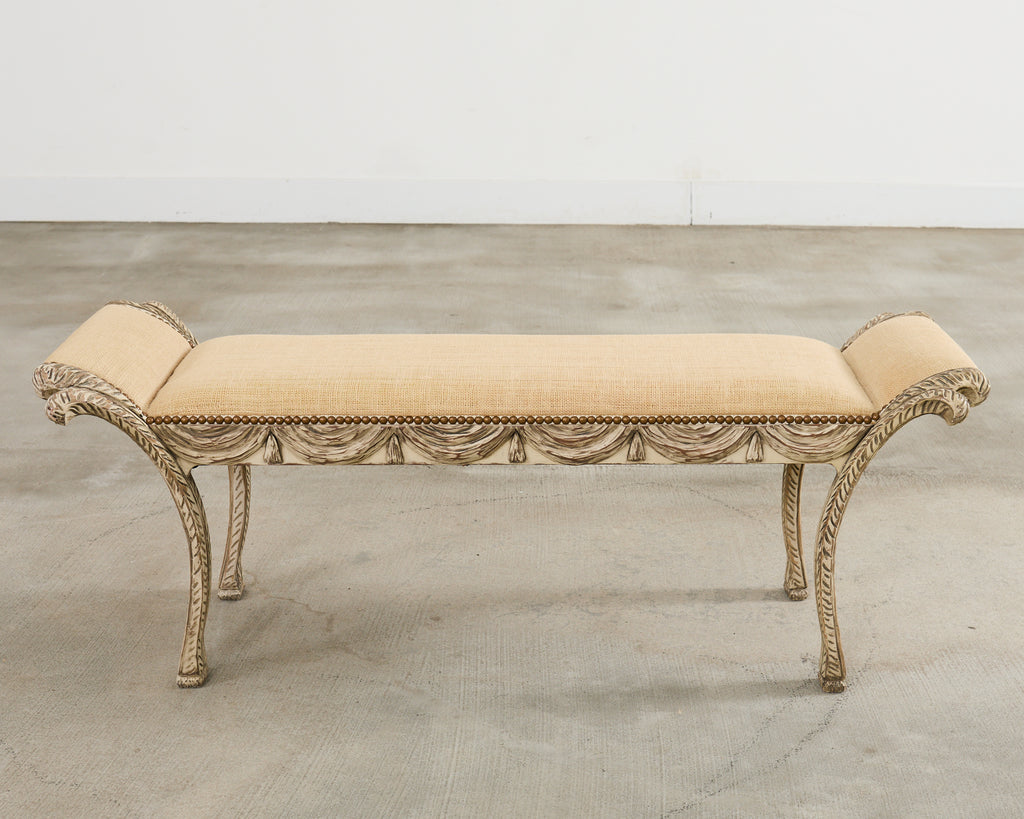 Italian Neoclassical Style Trompe l'oeil Carved Bench Seat