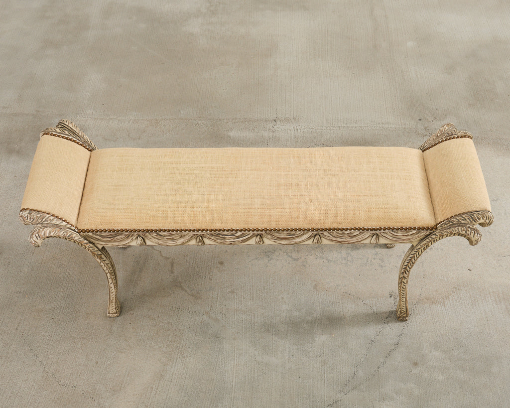 Italian Neoclassical Style Trompe l'oeil Carved Bench Seat