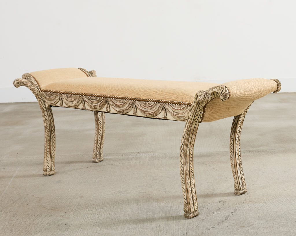 Italian Neoclassical Style Trompe l'oeil Carved Bench Seat