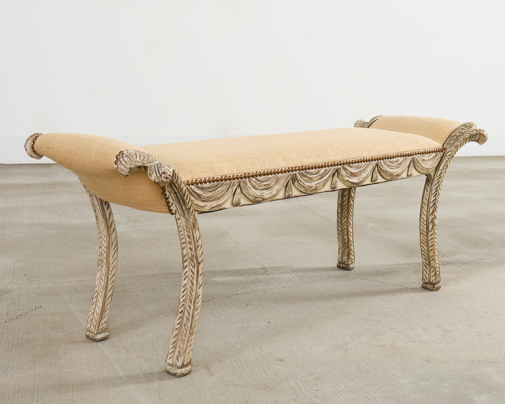 Italian Neoclassical Style Trompe l'oeil Carved Bench Seat