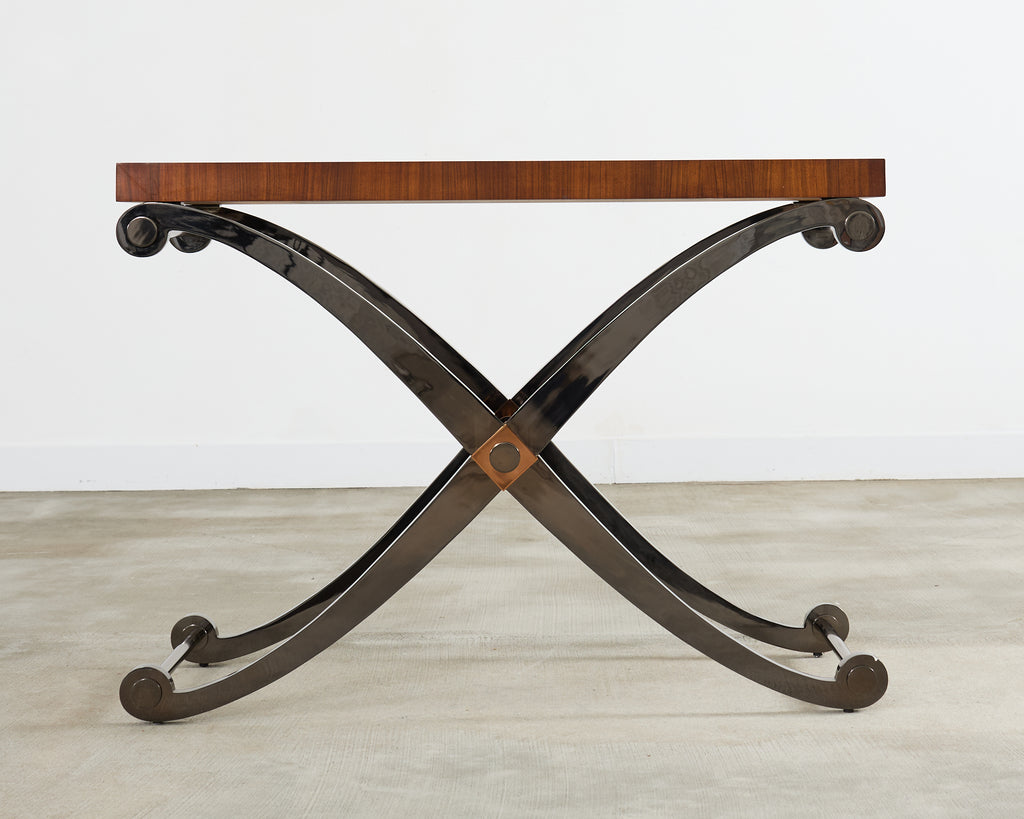 Monumental Neoclassical Style Curule Iron Base Console Table
