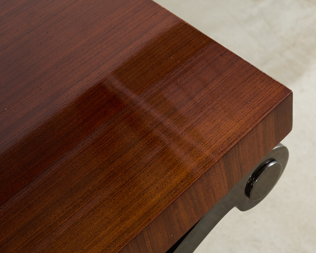 Monumental Neoclassical Style Curule Iron Base Console Table