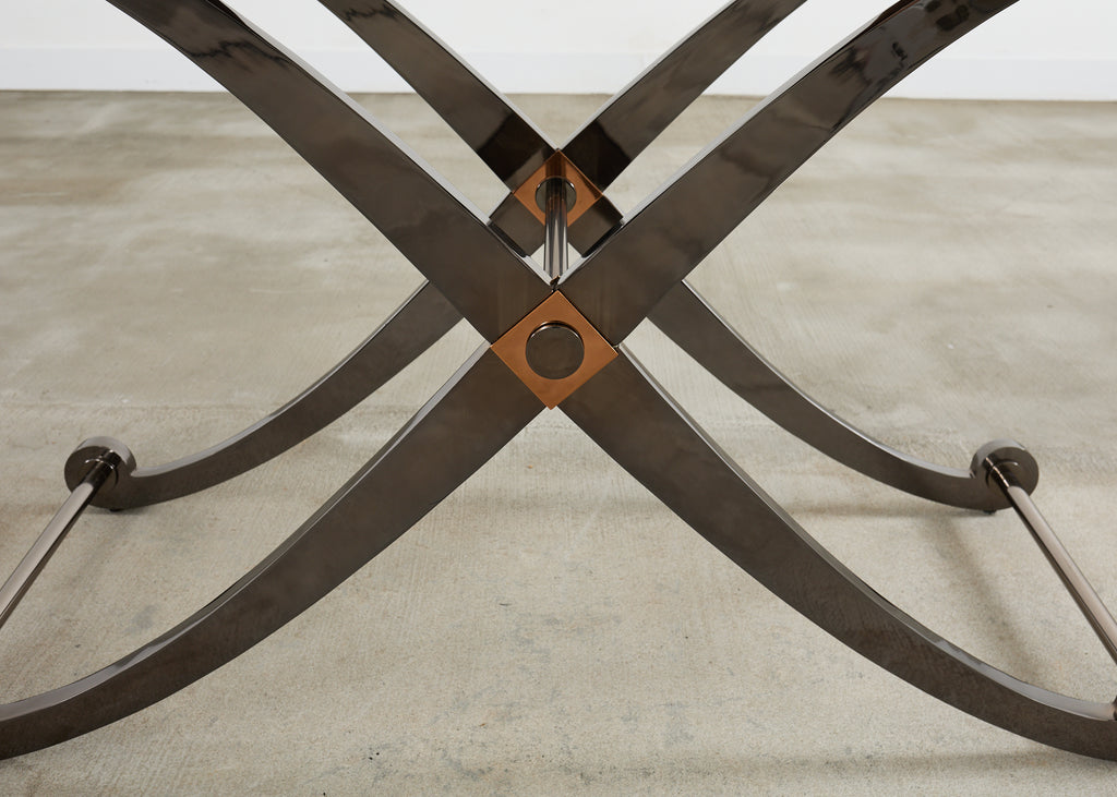 Monumental Neoclassical Style Curule Iron Base Console Table