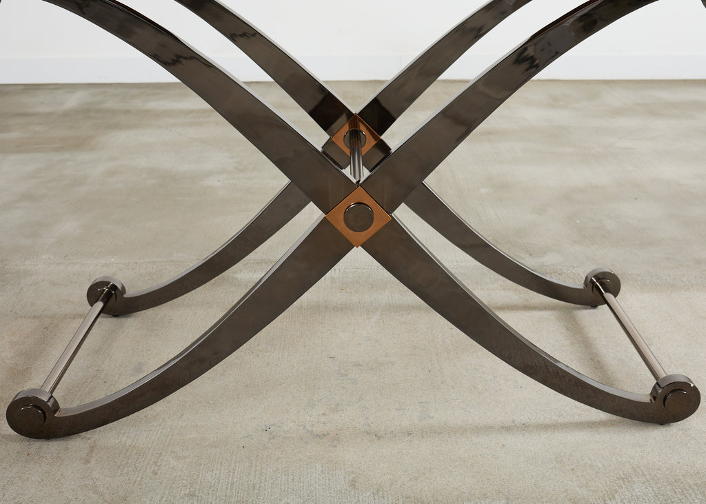 Monumental Neoclassical Style Curule Iron Base Console Table