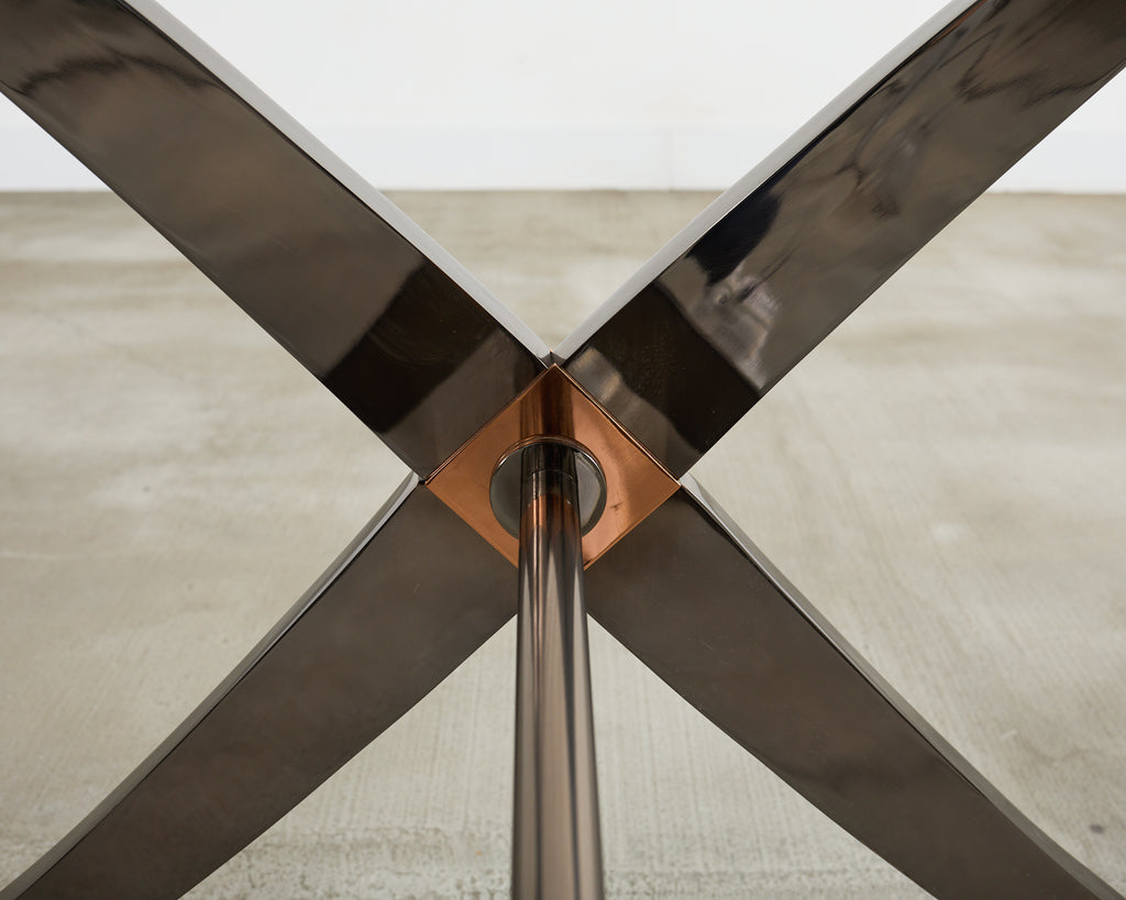 Monumental Neoclassical Style Curule Iron Base Console Table