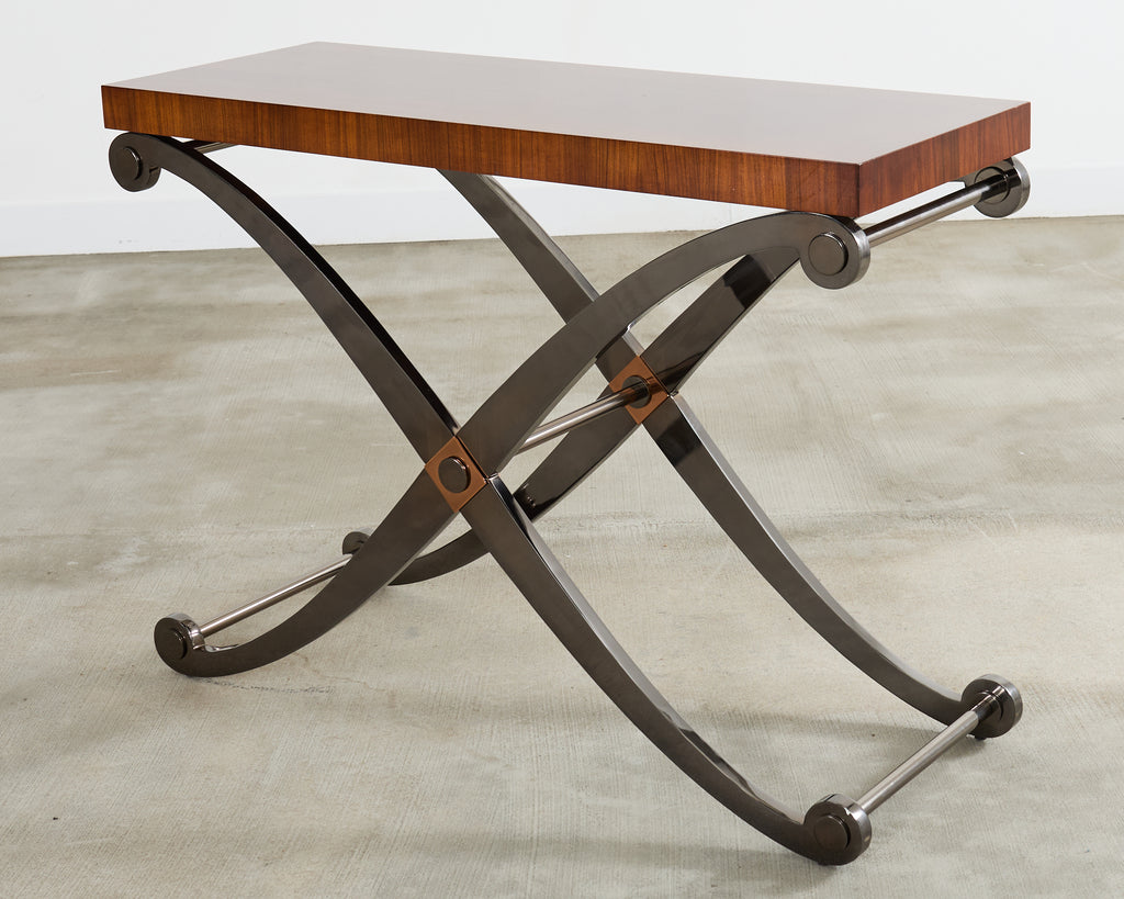 Monumental Neoclassical Style Curule Iron Base Console Table