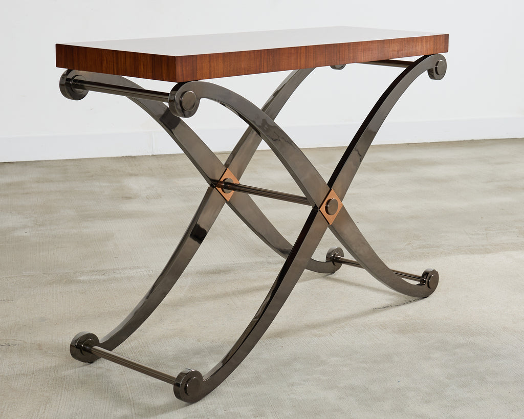 Monumental Neoclassical Style Curule Iron Base Console Table