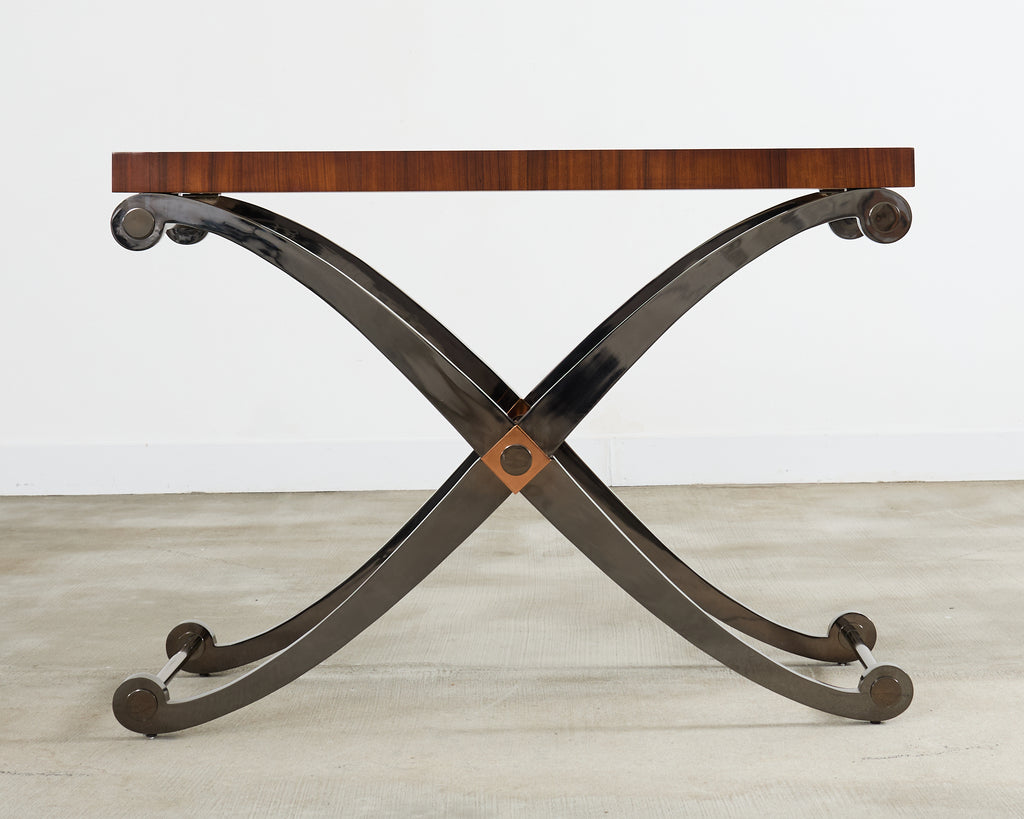Monumental Neoclassical Style Curule Iron Base Console Table