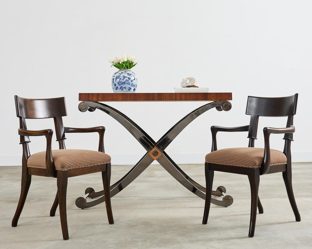 Monumental Neoclassical Style Curule Iron Base Console Table