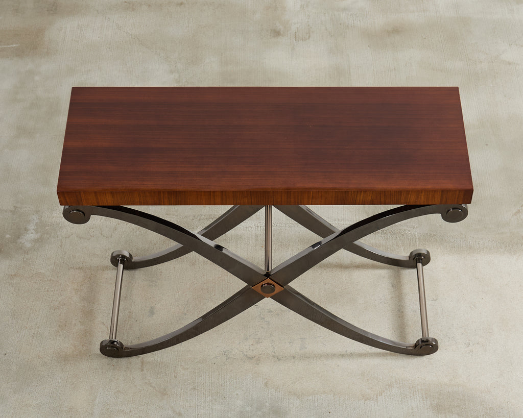 Monumental Neoclassical Style Curule Iron Base Console Table