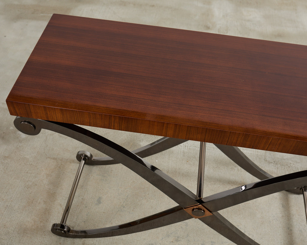 Monumental Neoclassical Style Curule Iron Base Console Table