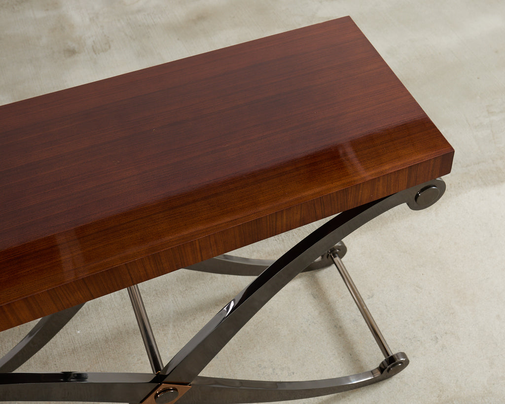 Monumental Neoclassical Style Curule Iron Base Console Table