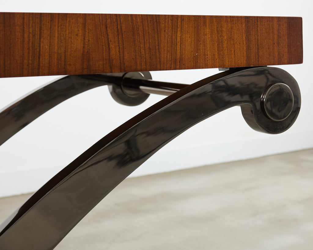 Monumental Neoclassical Style Curule Iron Base Console Table