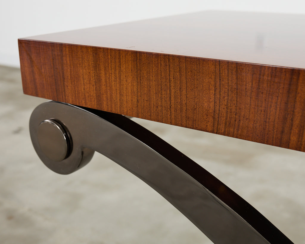 Monumental Neoclassical Style Curule Iron Base Console Table