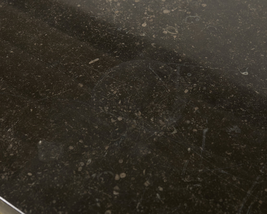 Pair of Maison Jansen Style Neoclassical Iron Granite Consoles