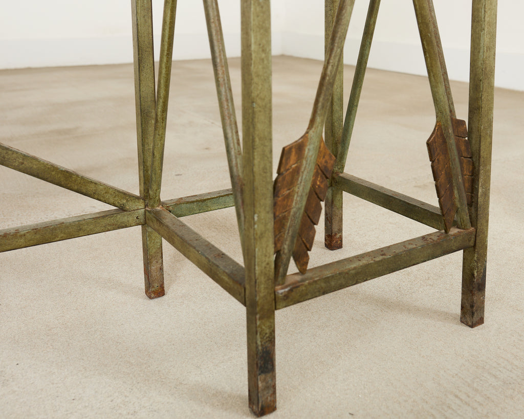 Pair of Maison Jansen Style Neoclassical Iron Granite Consoles