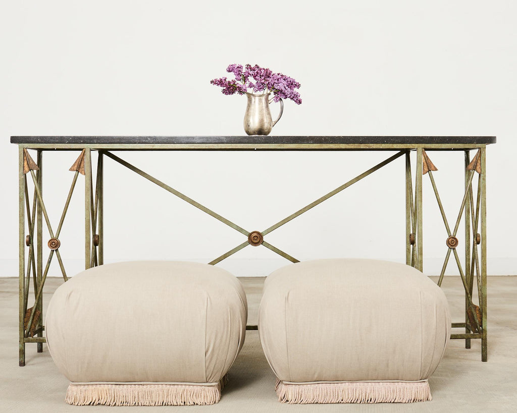 Pair of Karl Springer Style Souffle Ottomans by Marge Carson