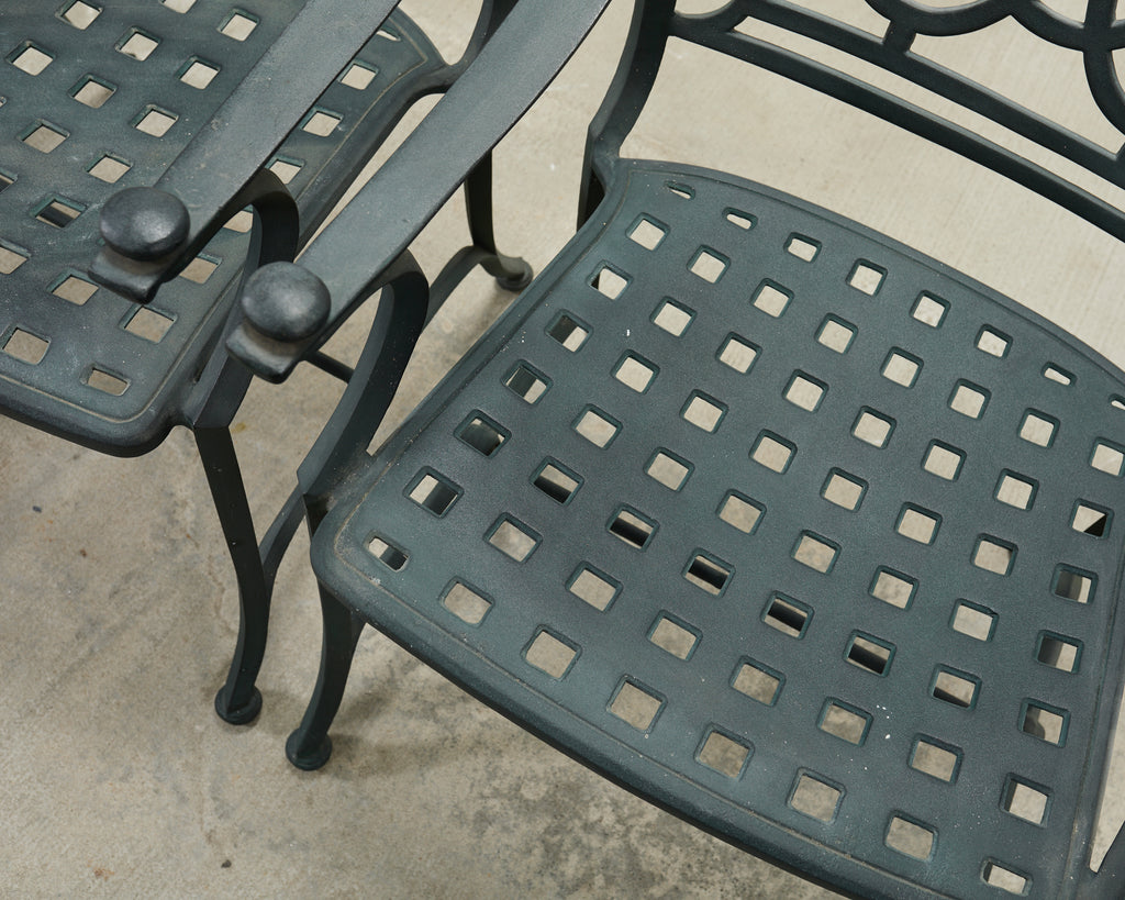 Set of Four Brown Jordan-Style Neoclassical Garden Armchairs
