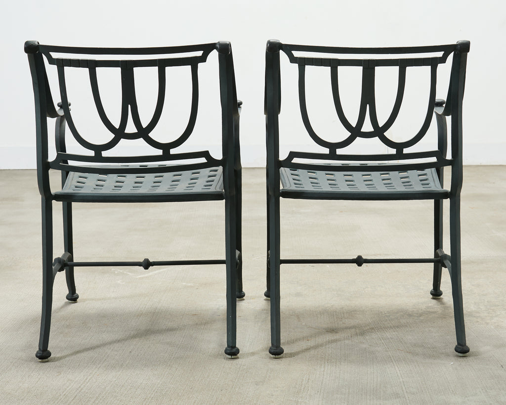 Set of Four Brown Jordan-Style Neoclassical Garden Armchairs