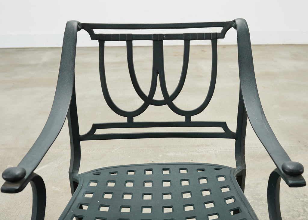 Set of Four Brown Jordan-Style Neoclassical Garden Armchairs