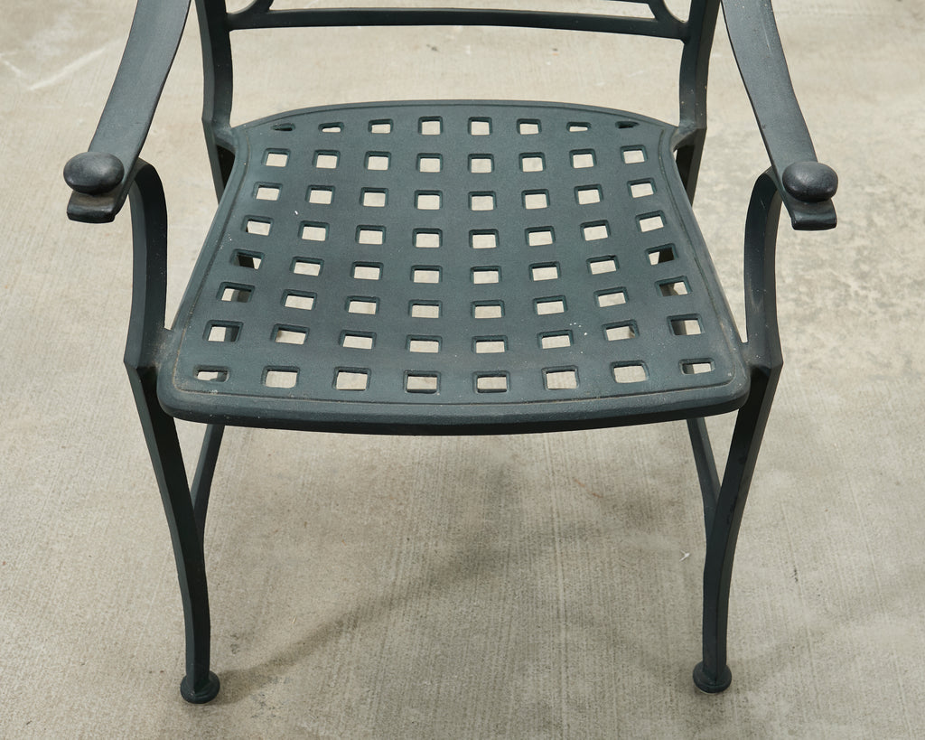 Set of Four Brown Jordan-Style Neoclassical Garden Armchairs