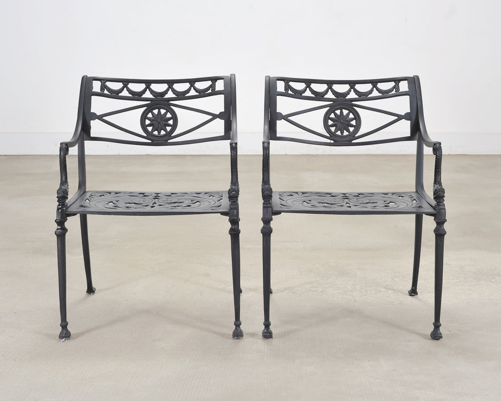 Kenneth Lynch Style Star and Dolphin Garden Table and Six Chairs