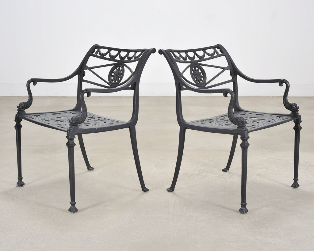 Kenneth Lynch Style Star and Dolphin Garden Table and Six Chairs