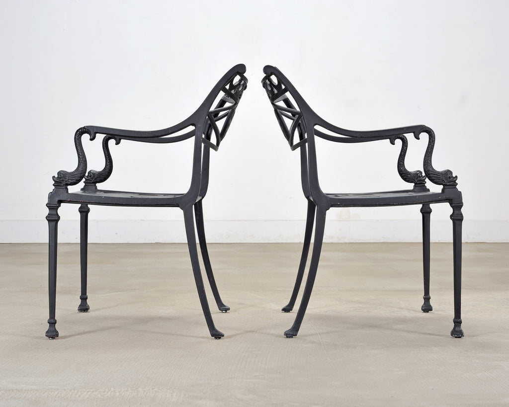 Kenneth Lynch Style Star and Dolphin Garden Table and Six Chairs