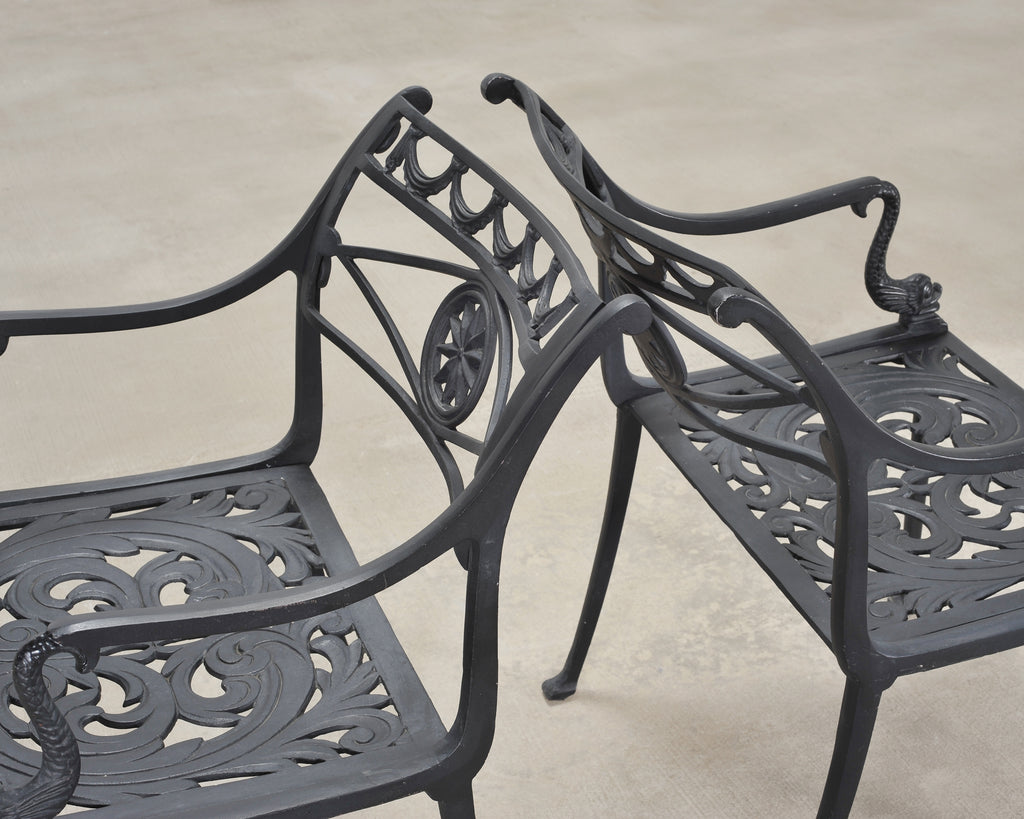 Kenneth Lynch Style Star and Dolphin Garden Table and Six Chairs