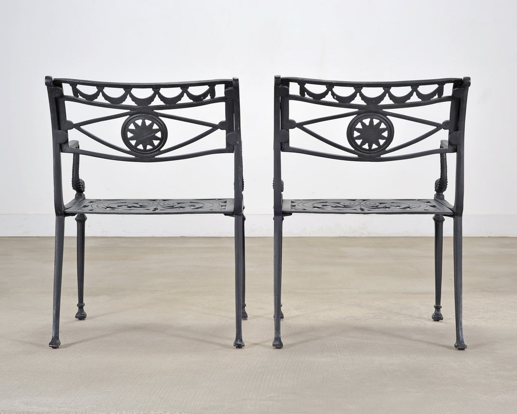 Kenneth Lynch Style Star and Dolphin Garden Table and Six Chairs