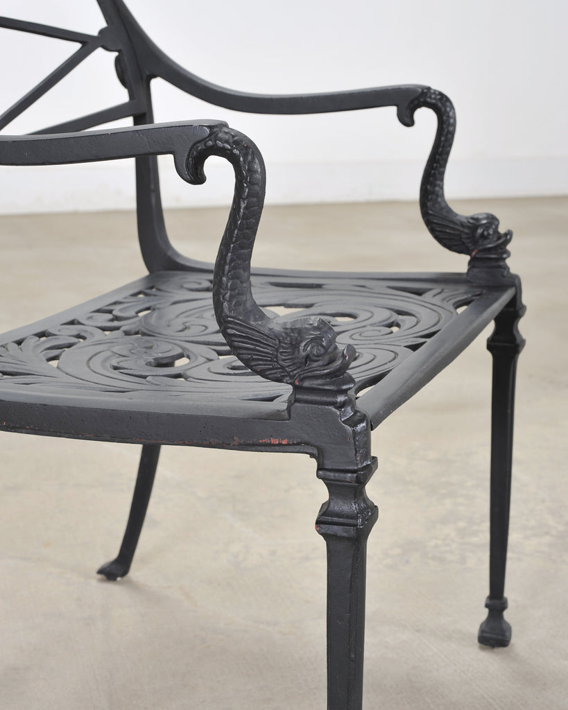 Kenneth Lynch Style Star and Dolphin Garden Table and Six Chairs