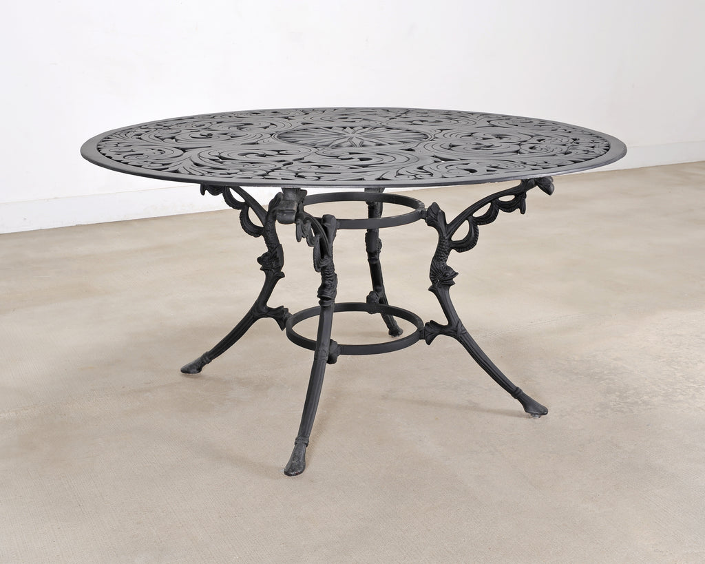 Kenneth Lynch Style Star and Dolphin Garden Table and Six Chairs