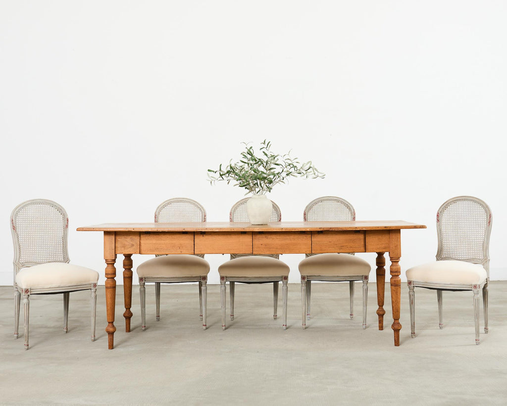 Set of Six Swedish Gustavian Style Painted Cane Dining Chairs