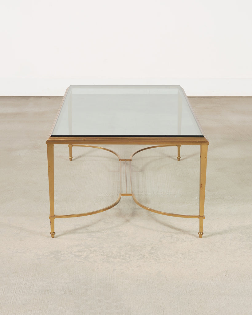 Maison Jansen Style Neoclassical Bronze Glass Cocktail Table