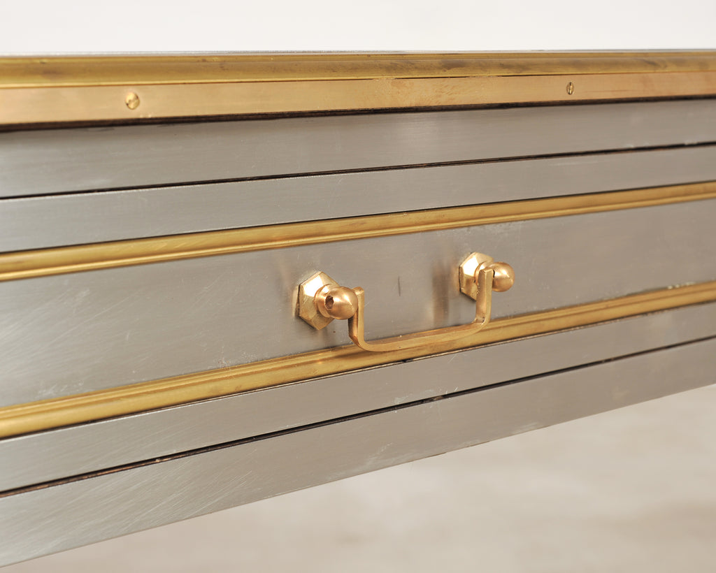 John Vesey Style Steel and Bronze Neoclassical Desk or Console